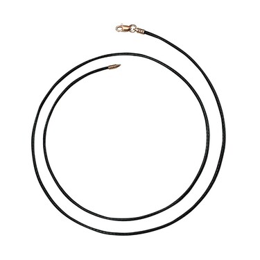 Ювелирный шнурок Гайтан черный, Текстиль 2 мм с серебряным замком, Позолота