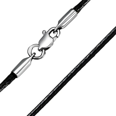 Ювелирный шнурок Гайтан черный, Текстиль 1,5 мм с серебряным замком, Родирование
