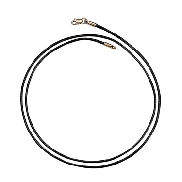 Ювелирный шнурок Гайтан черный, Текстиль 1,5 мм с серебряным замком, Позолота