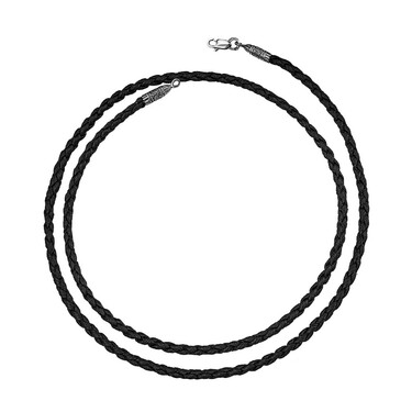 Ювелирный шнурок Гайтан черный, Экокожа 3 мм с серебряным замком 