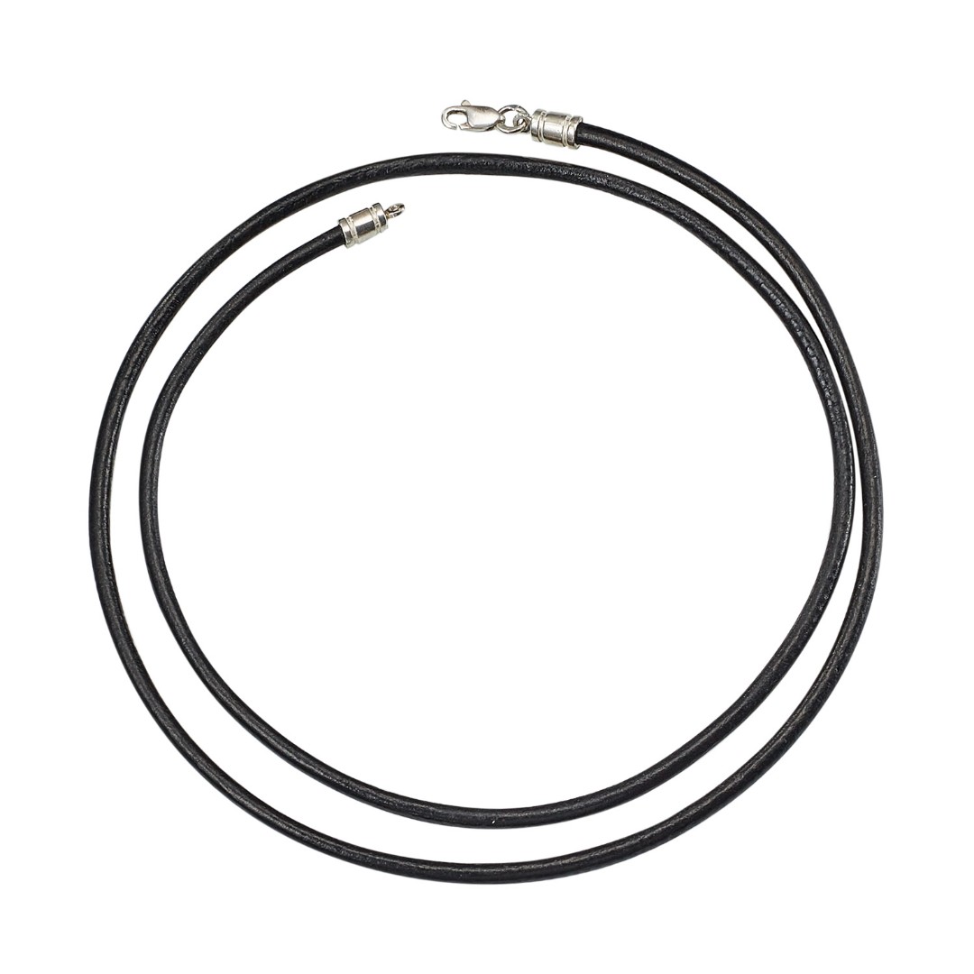 Шнурок,Гайтана,Серебро,Натуральная кожа,с вставкой Без вставок,с замком Карабинный,РОССИЯ