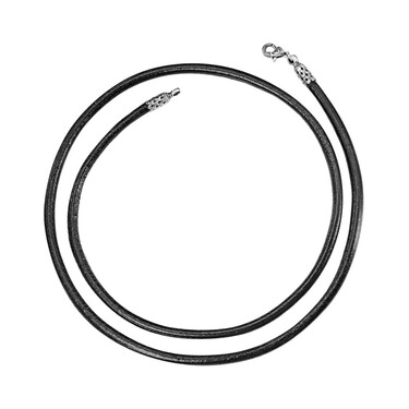 Ювелирный шнурок Гайтан черный, Натуральная кожа 4 мм с серебряным ажурным замком, Чернение