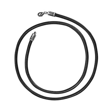 Ювелирный шнурок Гайтан черный, Натуральная кожа 4 мм с серебряным замком 