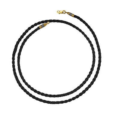 Ювелирный шнурок Гайтан черный, Экокожа 3 мм с серебряным замком 