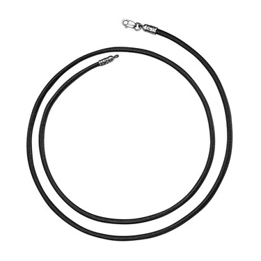 Ювелирный шнурок Гайтан черный, Натуральная кожа 3 мм с серебряным замком, Чернение