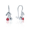 Серебряные детские серьги  Серьги,Серебро,с вставкой Цирконий кубический Розовый,Малиновый цвета,с замком Петля,Французский,РОССИЯ