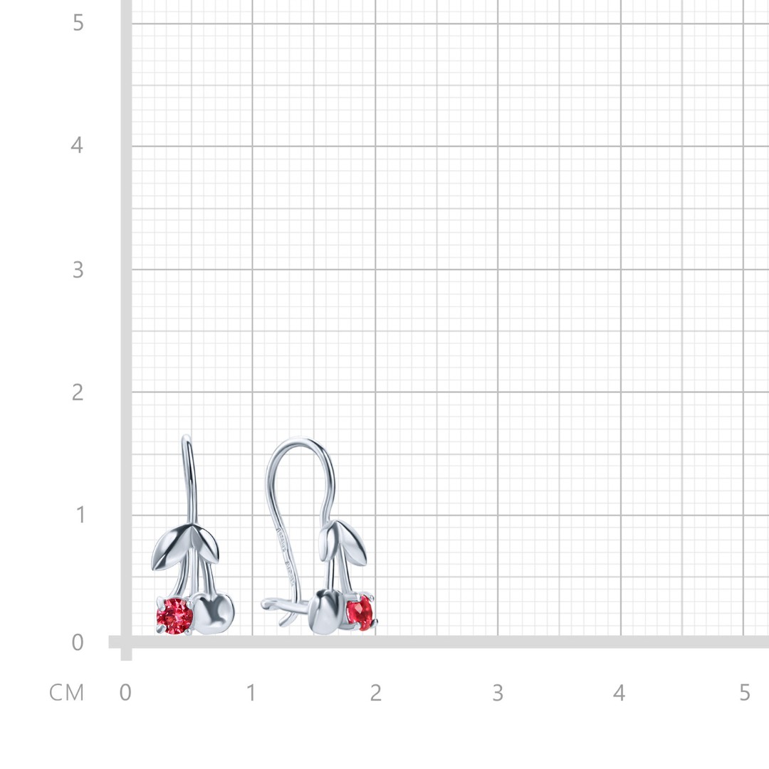Серебряные детские серьги  Серьги,Серебро,с вставкой Цирконий кубический Розовый,Малиновый цвета,с замком Петля,Французский,РОССИЯ