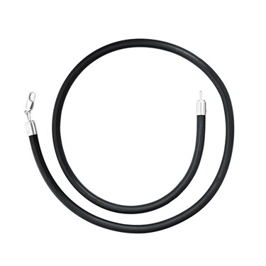 Ювелирный шнурок Гайтан черный, Каучук 5 мм с серебряным замком, Родирование
