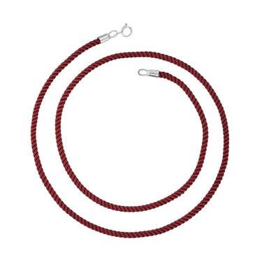 Ювелирный шнурок Гайтан бордовый, Текстиль 3 мм с серебряным замком, Родирование