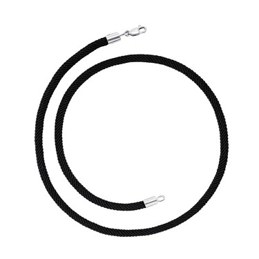 Ювелирный шнурок Гайтан черный, Текстиль 4 мм с серебряным замком, Родирование
