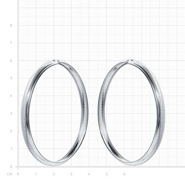 Серебряные классические гладкие серьги Кольца / Конго / Круглые, покрытие родий, диаметр 6 см