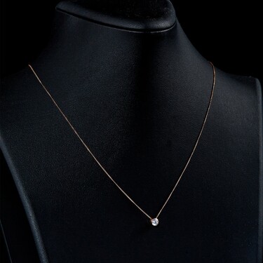 Серебряное воздушное женское колье с круглой подвеской с фианитом, позолота