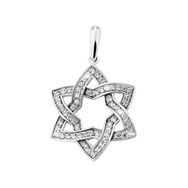Серебряная подвеска звезда Давида (Магендавид) с фианитами, родий