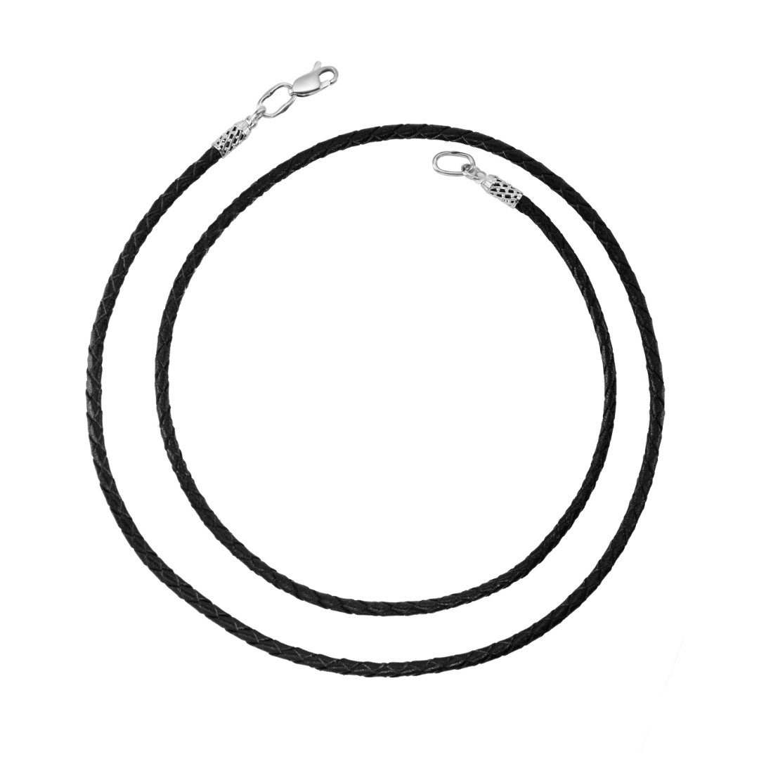 Шнурок,Гайтана,Серебро,Натуральная кожа,с вставкой Без вставок,с замком Карабинный,РОССИЯ