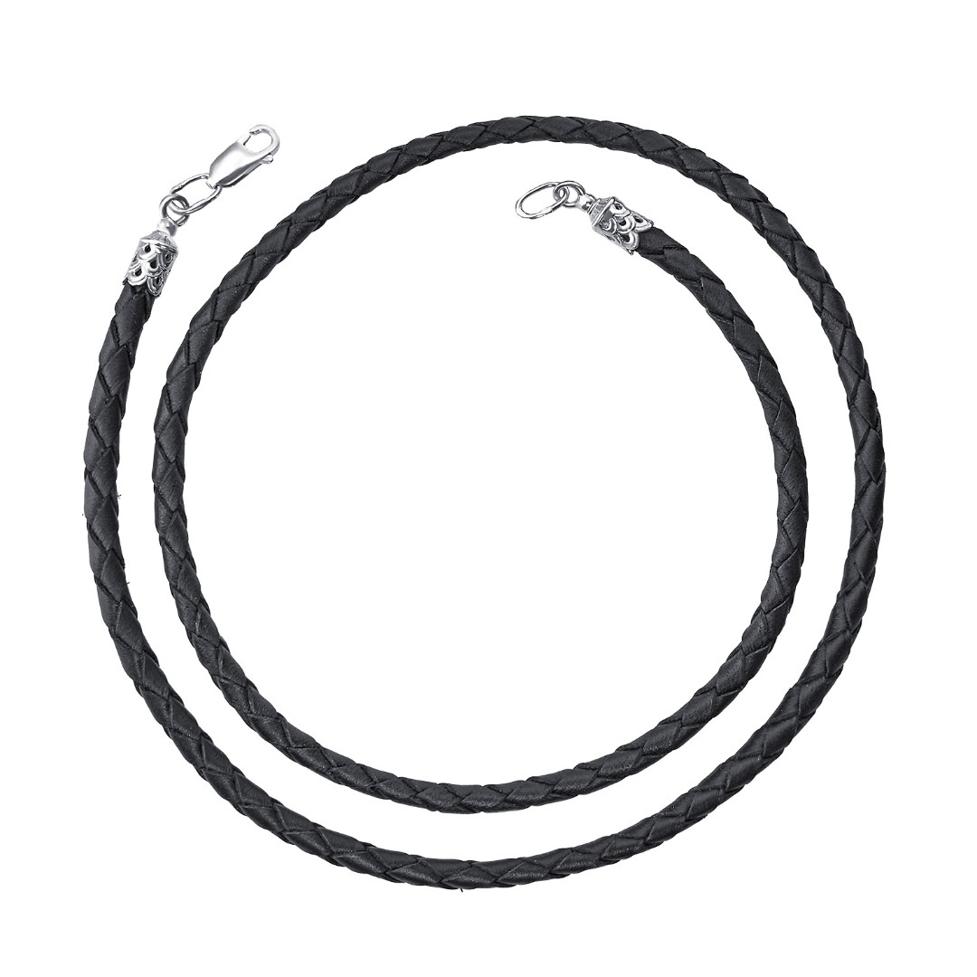 Шнурок,Гайтана,Серебро,Натуральная кожа,с вставкой Без вставок,с замком Карабинный,РОССИЯ