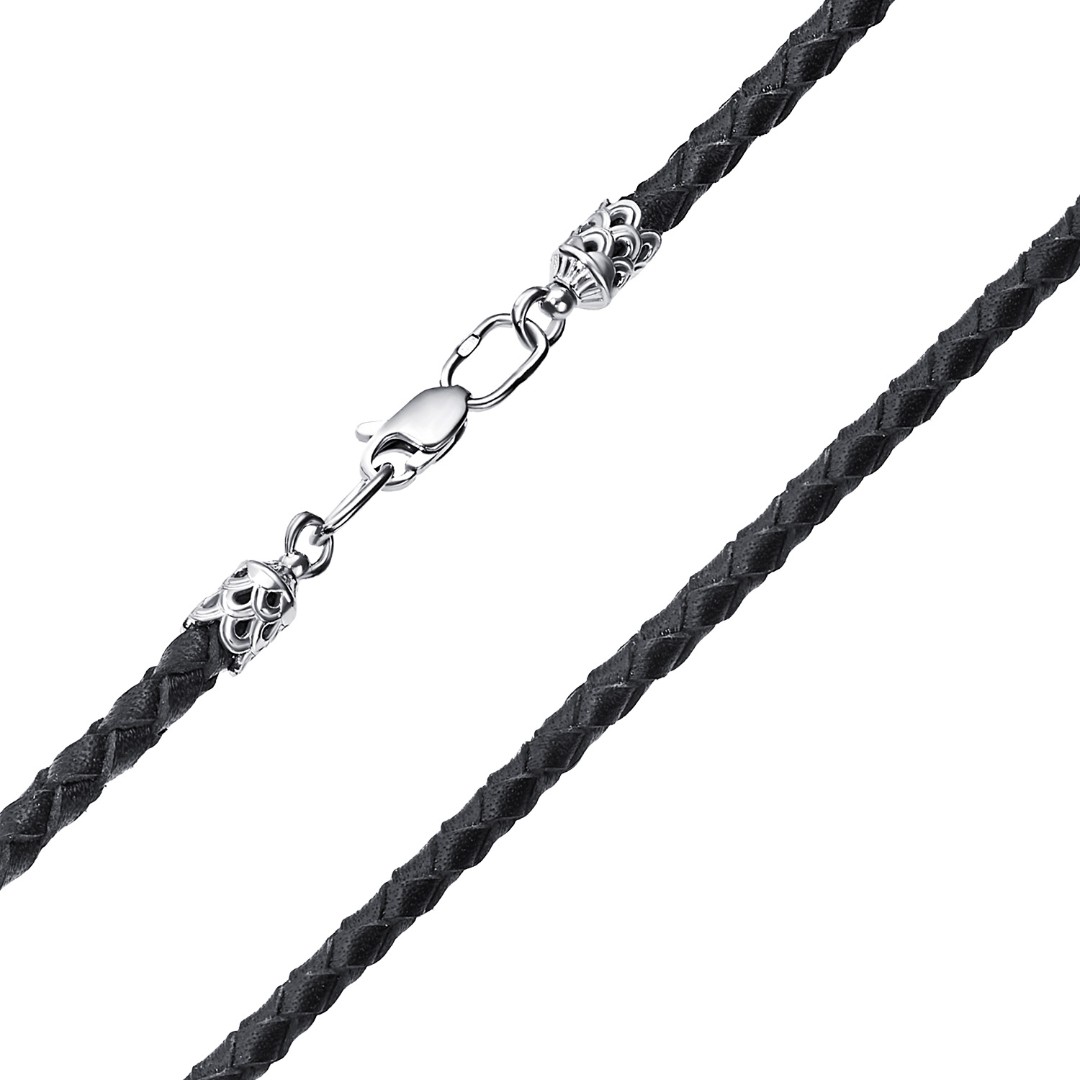 Шнурок,Гайтана,Серебро,Натуральная кожа,с вставкой Без вставок,с замком Карабинный,РОССИЯ