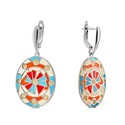 Серьги,Серебро,с вставкой Эмаль,с замком Скоба,РОССИЯ