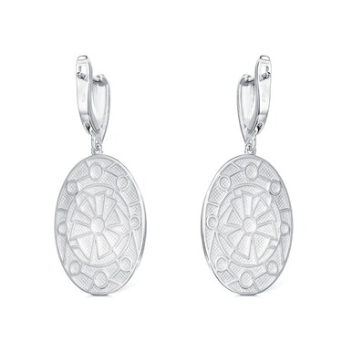 Серебряные серьги с эмалью, родий