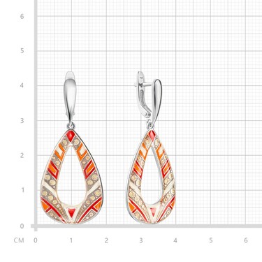 Серебряные серьги с эмалью, родий