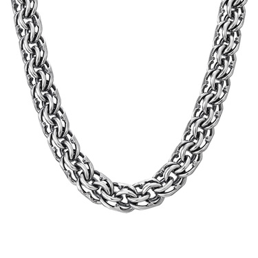 Серебряная толстая мужская цепь, плетение Круглый Бисмарк, замок коробка, чернение, ширина 1,1 см