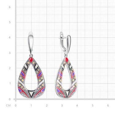 Серебряные серьги с эмалью, родий