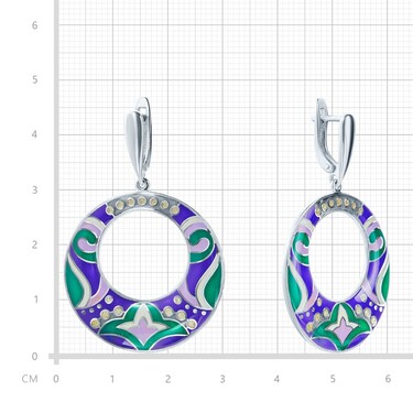 Серебряные серьги с эмалью, родий