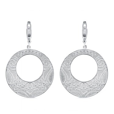 Серебряные серьги с эмалью, родий