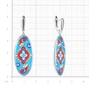 Серебряные серьги с эмалью, родий Серьги,Серебро,с вставкой Эмаль,с замком Скоба,РОССИЯ