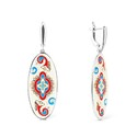 Серьги,Серебро,с вставкой Эмаль Белая,Голубая,Красная,Золотой цвета,с замком Английский,РОССИЯ