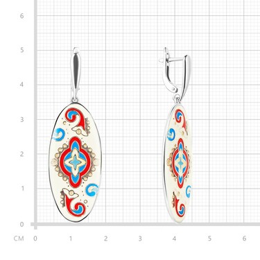 Серебряные серьги с эмалью, родий