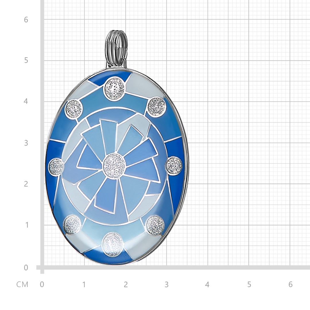 Серебряная подвеска с эмалью, родий Подвеска,Кулон,Серебро,с вставкой Эмаль,РОССИЯ