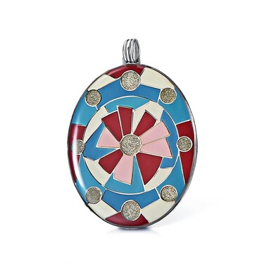 Серебряная подвеска с эмалью, родий