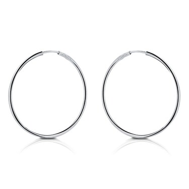 Серебряные классические гладкие серьги Кольца / Конго / Круглые, диаметр 3 см