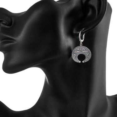 Серебряные двусторонние серьги 