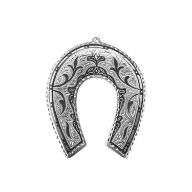 Серебряная большая подкова в дом ручной работы с алмазными гранями, чернение