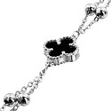 Браслет на руку,Серебро,Натуральный камень,с вставкой Черная цвета,с замком Карабинный,КИТАЙ