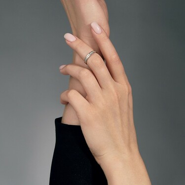 Серебряное кольцо Фаланговое / Дорожка с белыми камнями фианитами, родий