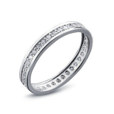 Серебряное кольцо Фаланговое / Дорожка с белыми камнями фианитами, родий