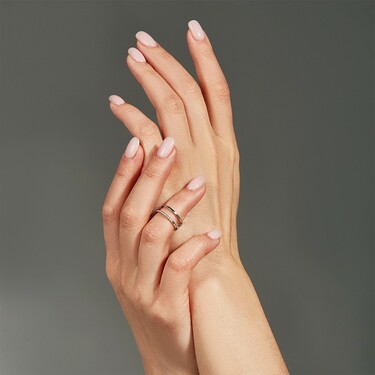 Серебряное двойное кольцо Фаланговое / Дорожка с белыми камнями фианитами, родирование