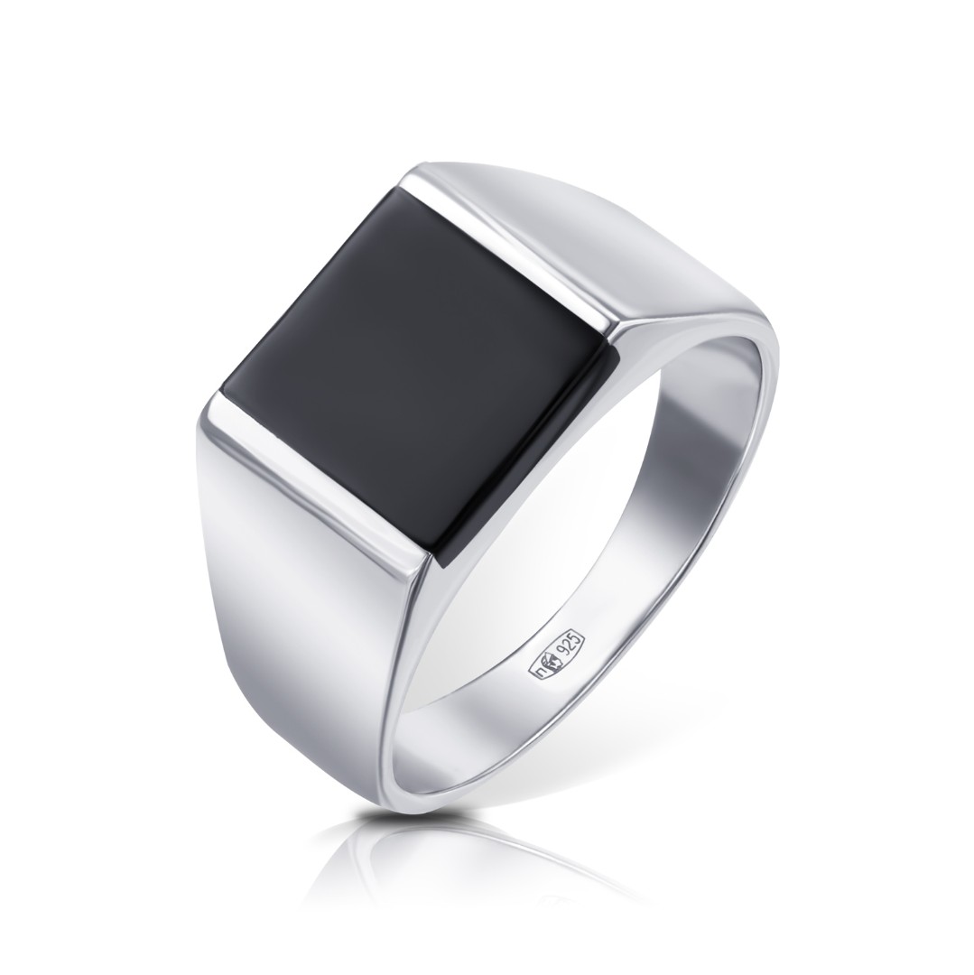 Перстень,Серебро,с вставкой Эмаль Черная цвета,КИТАЙ