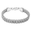 Серебряный мужской браслет, плетение двойной Бисмарк, родий, ширина 1 см Браслет на руку,Серебро,с вставкой Без вставок,с замком Карабинный,РОССИЯ