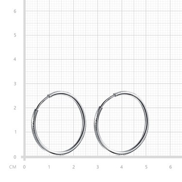 Серебряные классические серьги Кольца / Конго / Круглые с алмазной гранью, 2,7 см, родий