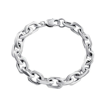 Серебряный мужской браслет, плетение якорное, покрытие родий, ширина 0,9 см.