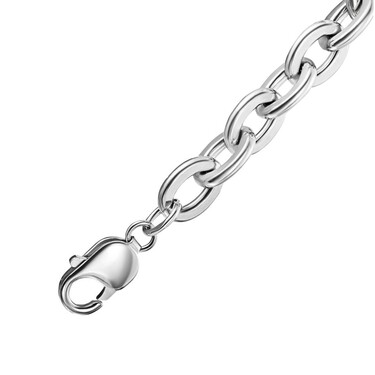 Серебряный мужской браслет, плетение якорное, покрытие родий, ширина 0,9 см.