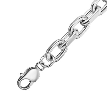 Серебряный мужской браслет, плетение якорное, покрытие родий, ширина 0,9 см.