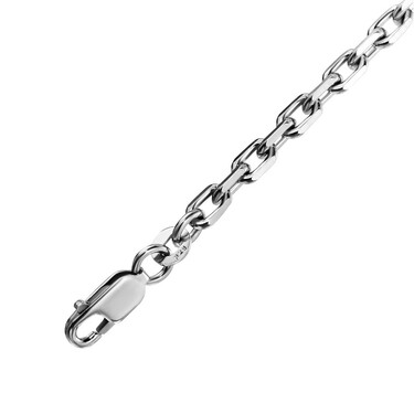 Серебряный женский браслет, плетение якорное, родирование 4 мм