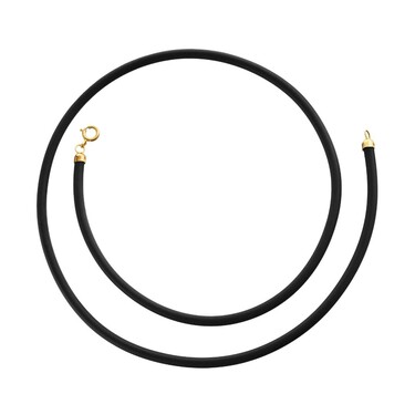 Ювелирный шнурок Гайтан черный, Каучук 2,3 мм с золотым замком
