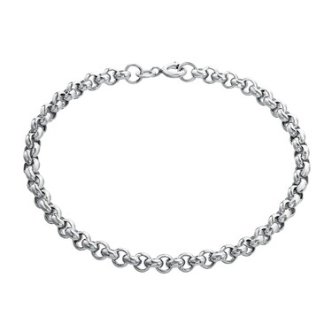 Серебряный женский браслет, плетение Ролло / Шопард / Бельцер, родирование 4 мм