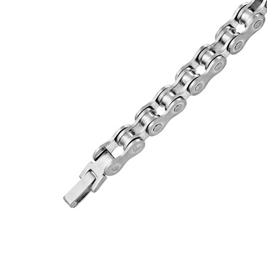 Серебряный мужской браслет, мотоцепь, матирование, родирование, ширина  7 мм
