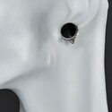 Серьги,Серебро,с вставкой Агат натуральный Черная цвета,с замком Английский,РОССИЯ